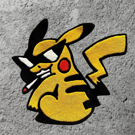 Edgy Pikachu Rug – Smoking Cartoon Design